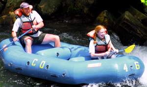 Austin and Melita Matzko enter Wesser Falls from the top left