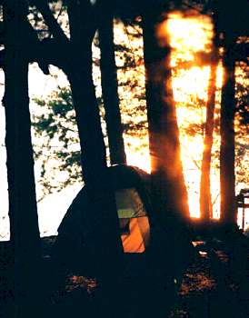Santeetlah Lakeside camping at sunset